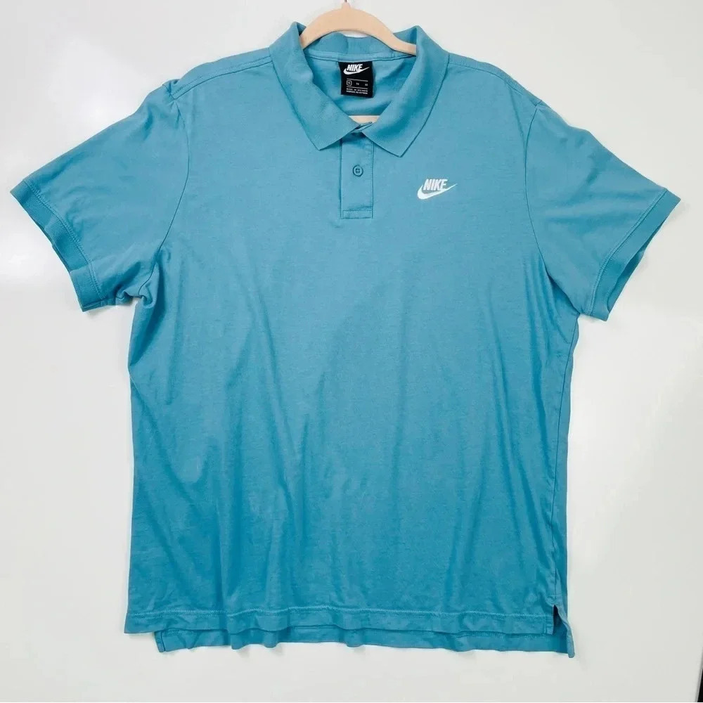 NIKE Light Blue Cotton Short ‎ Sleeve Polo Shirt Size XL